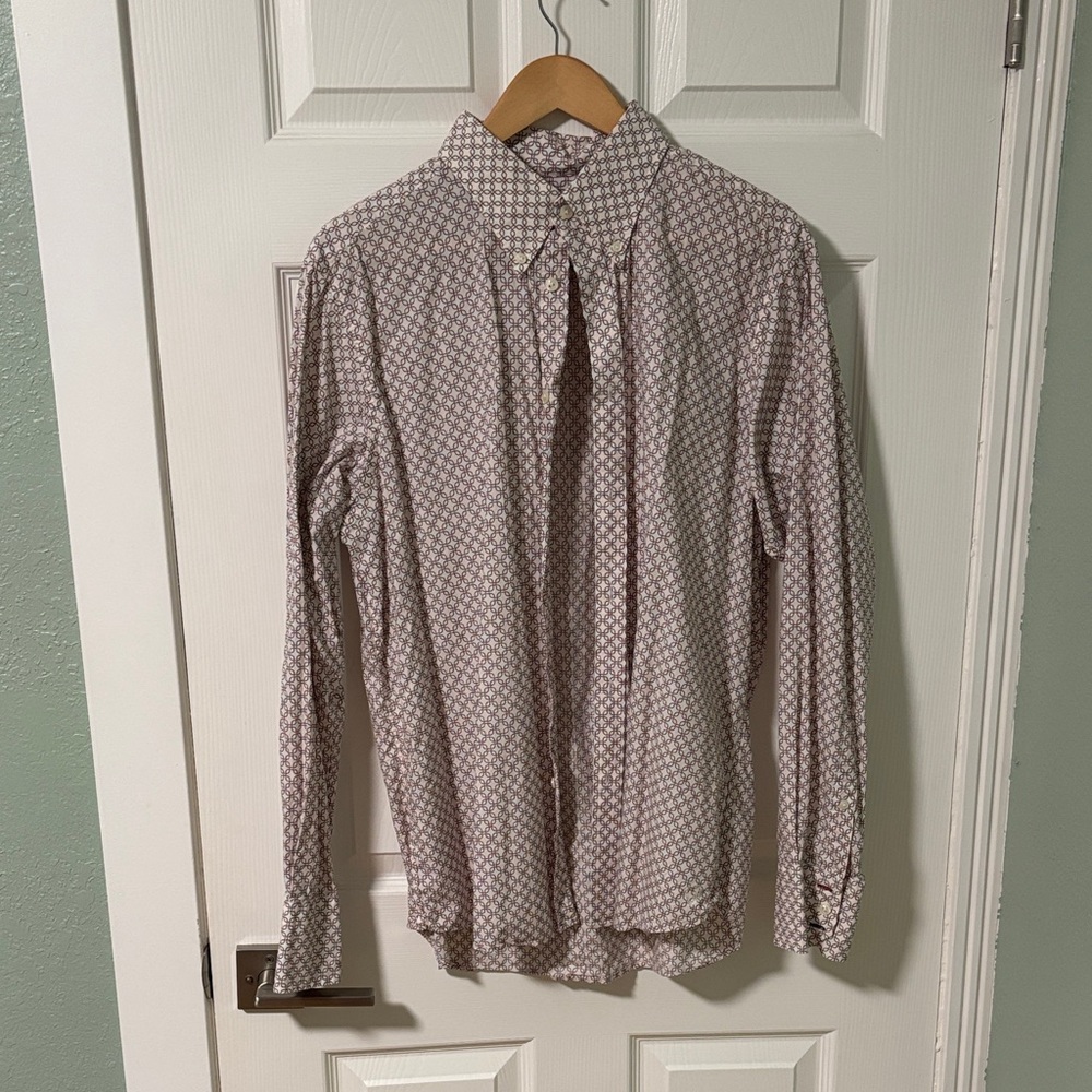 Ben Sherman Men's Checkered Button-Down Shirt - Tan and White